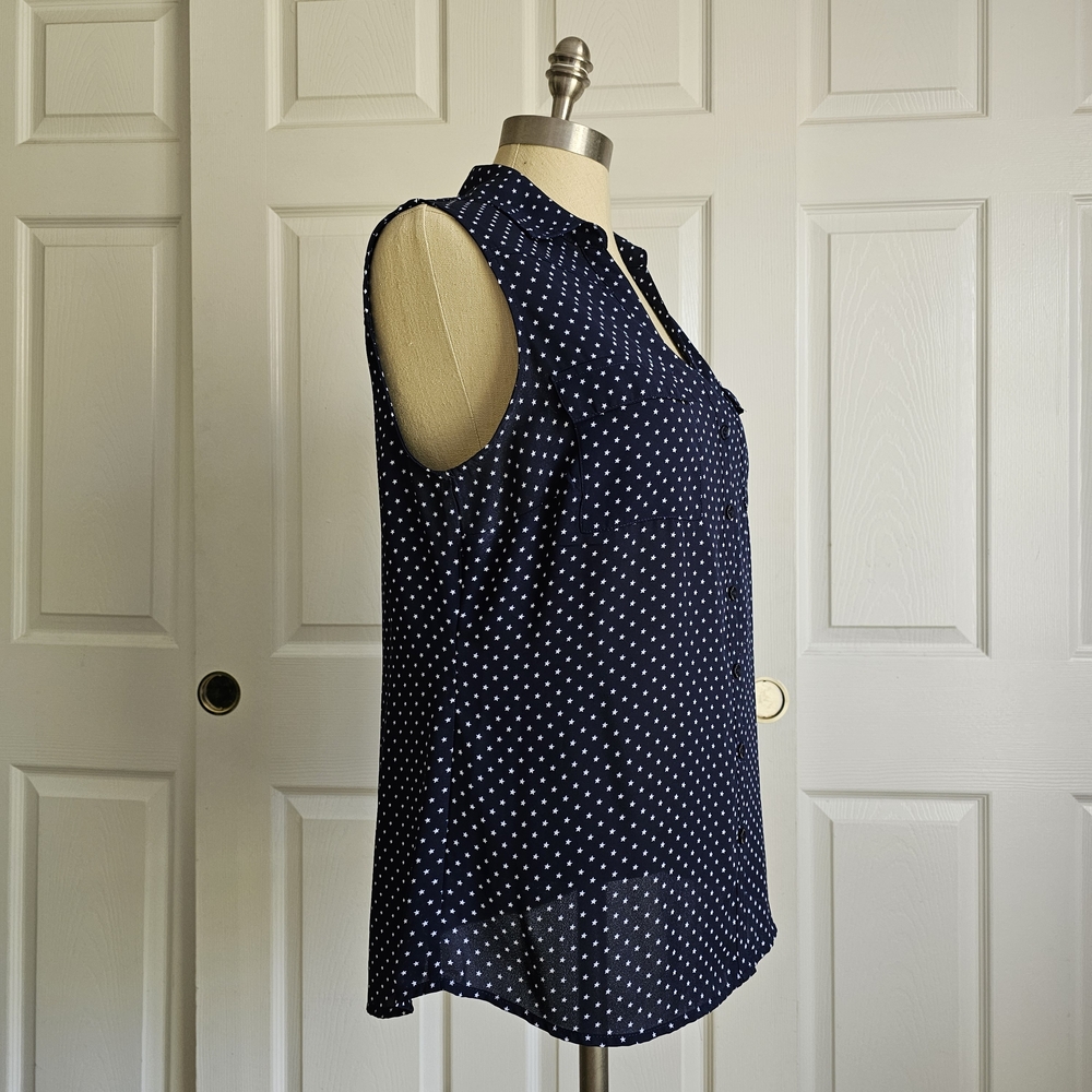 NY&Co Navy Polka Dot Star Blouse - Picture 2 of 7